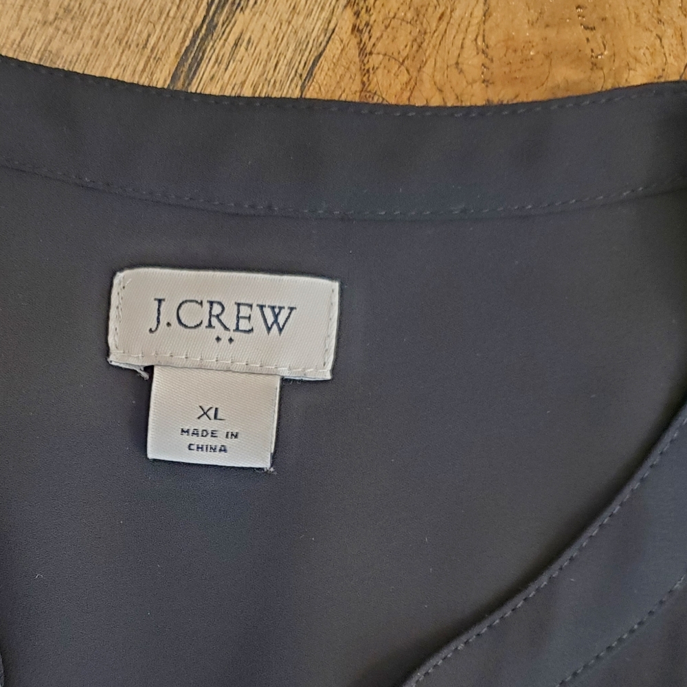 J. Crew Black Button Front Flutter Sleeve Blouse - Picture 3 of 3